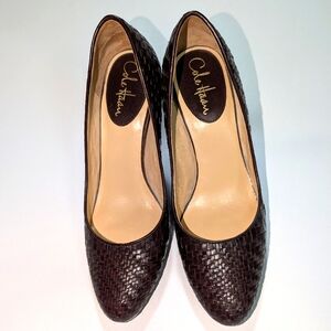 Cole Haan Dark Brown Woven Pattern Heels Size 9 1/2